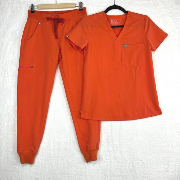 Figs Scrub Set Sunset Orange Womens Zamora Joggers XSP Catarina Top XXS - Picture 1 of 16